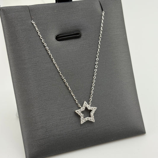 Diamond Star of David Necklace, 14k White Gold