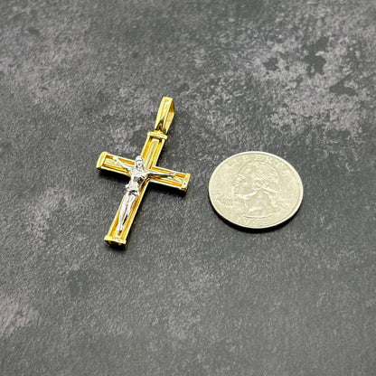 14k Gold Two-Tone Crucifix Pendant