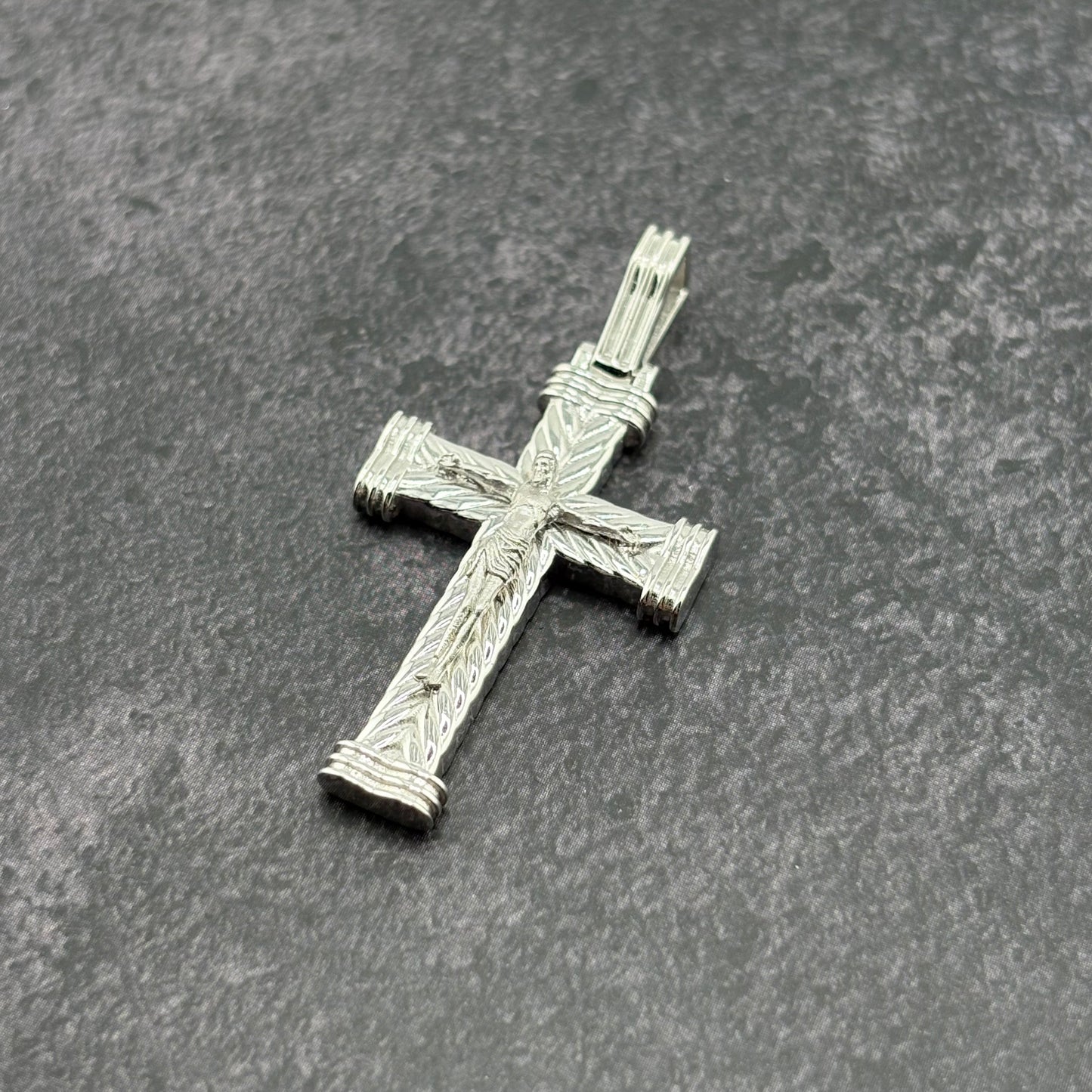 14k White Gold Crucifix Pendant