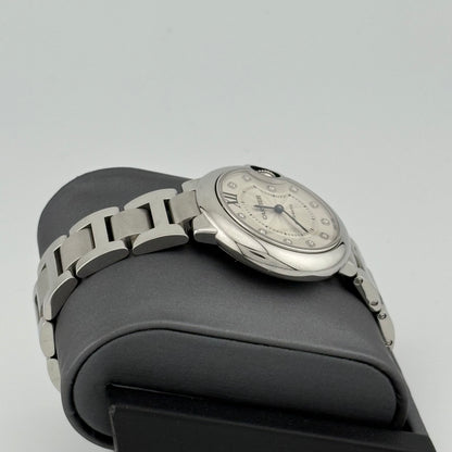 Cartier Ballon Bleu 33mm Automatic Factory Diamond Dial Steel Watch