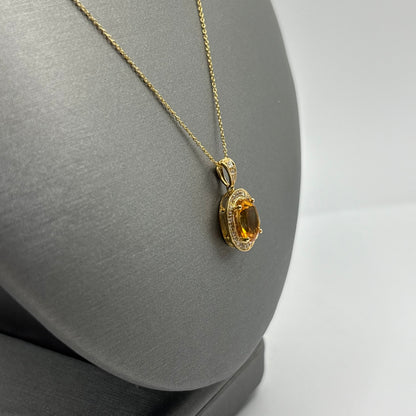 1.6CT Citrine Necklace with Diamonds