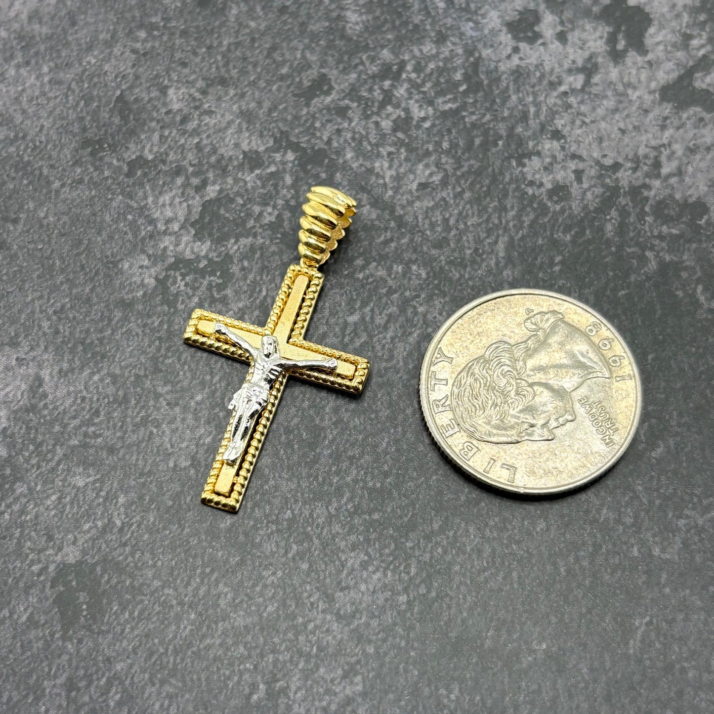 14k Gold Two Tone Crucifix Pendant