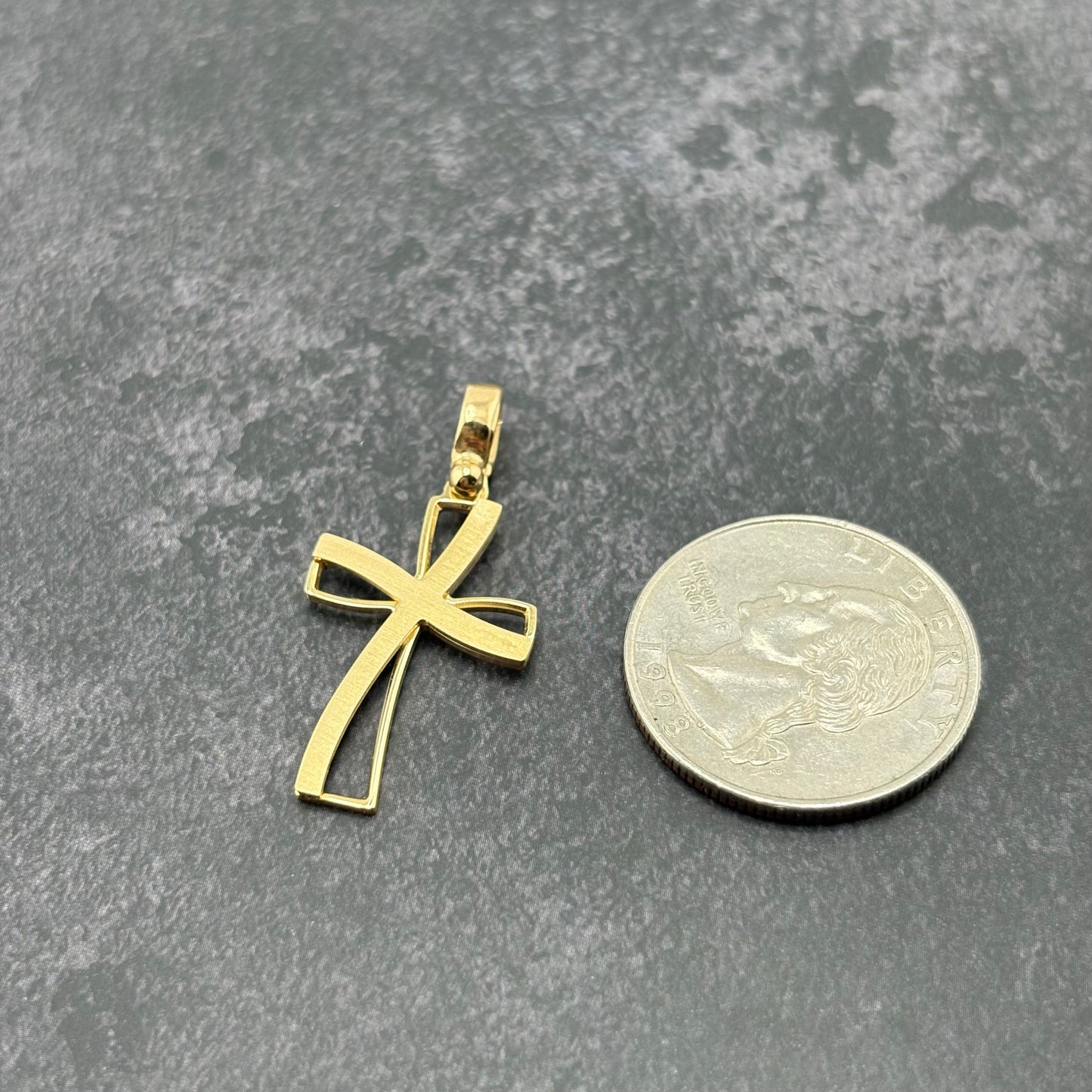 14k Gold Open Cross Pendant