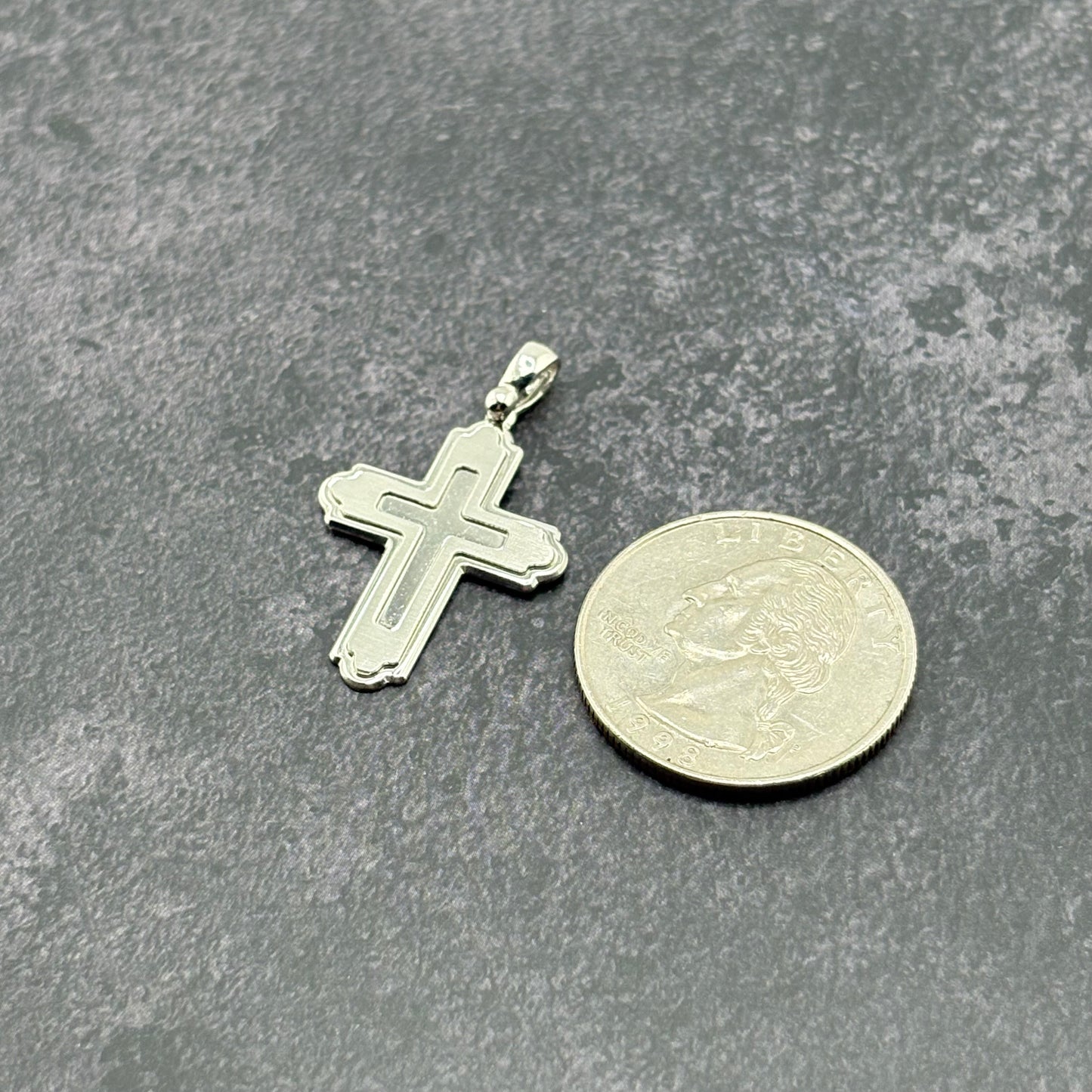 14k White Gold Cross Pendant