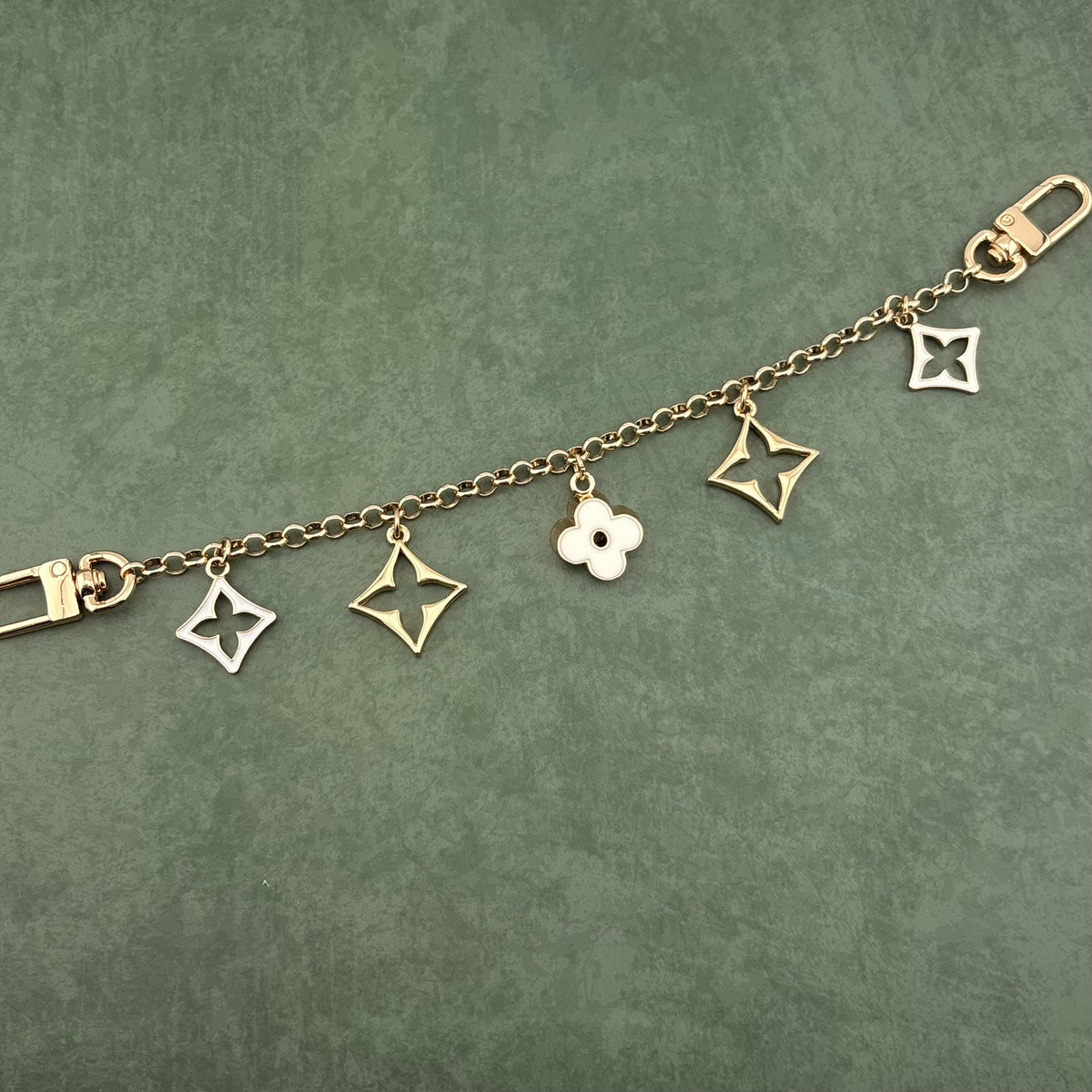 5 Mixed Motif Bag Charm White
