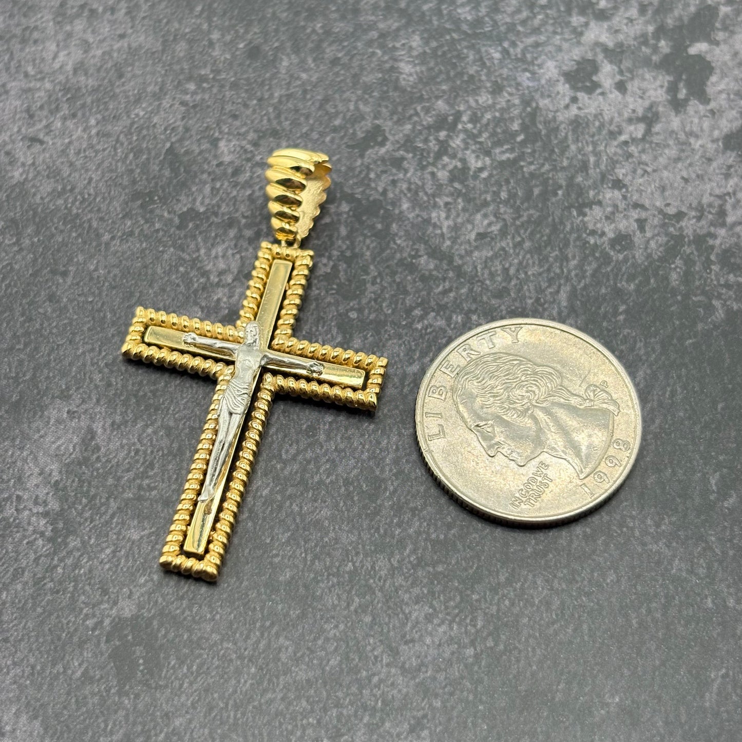 14k Gold Two-Tone Crucifix Pendant