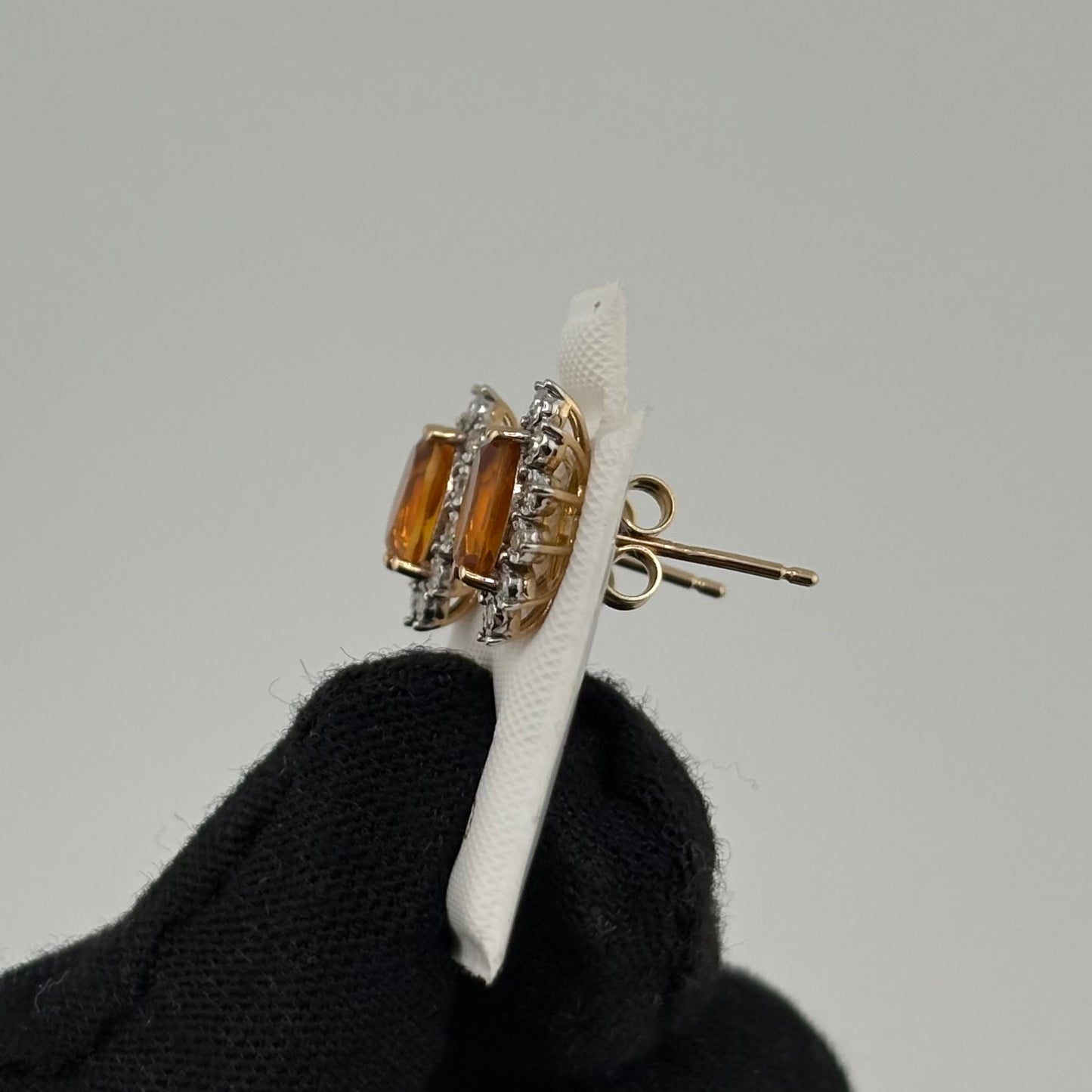 1.4CT Oval Citrine Studs with Diamonds
