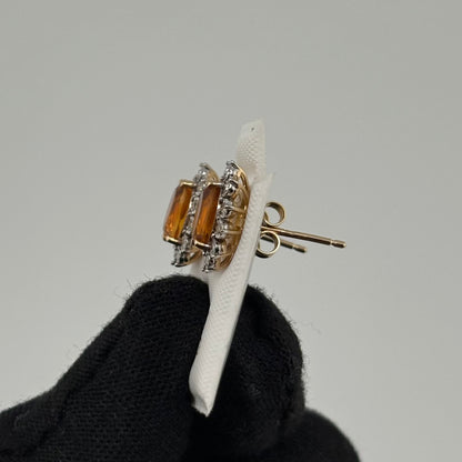 1.4CT Oval Citrine Studs with Diamonds