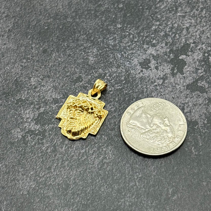 14K Yellow Gold Jesus Face Pendant