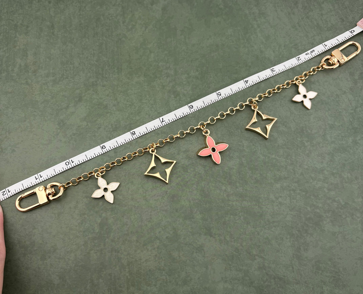 5 Mixed Motif Bag Charm Pink/White