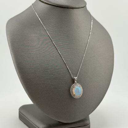 1.5CT Opal Necklace with Diamonds