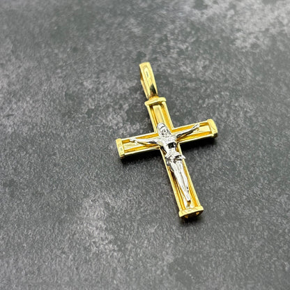 14k Gold Two-Tone Crucifix Pendant