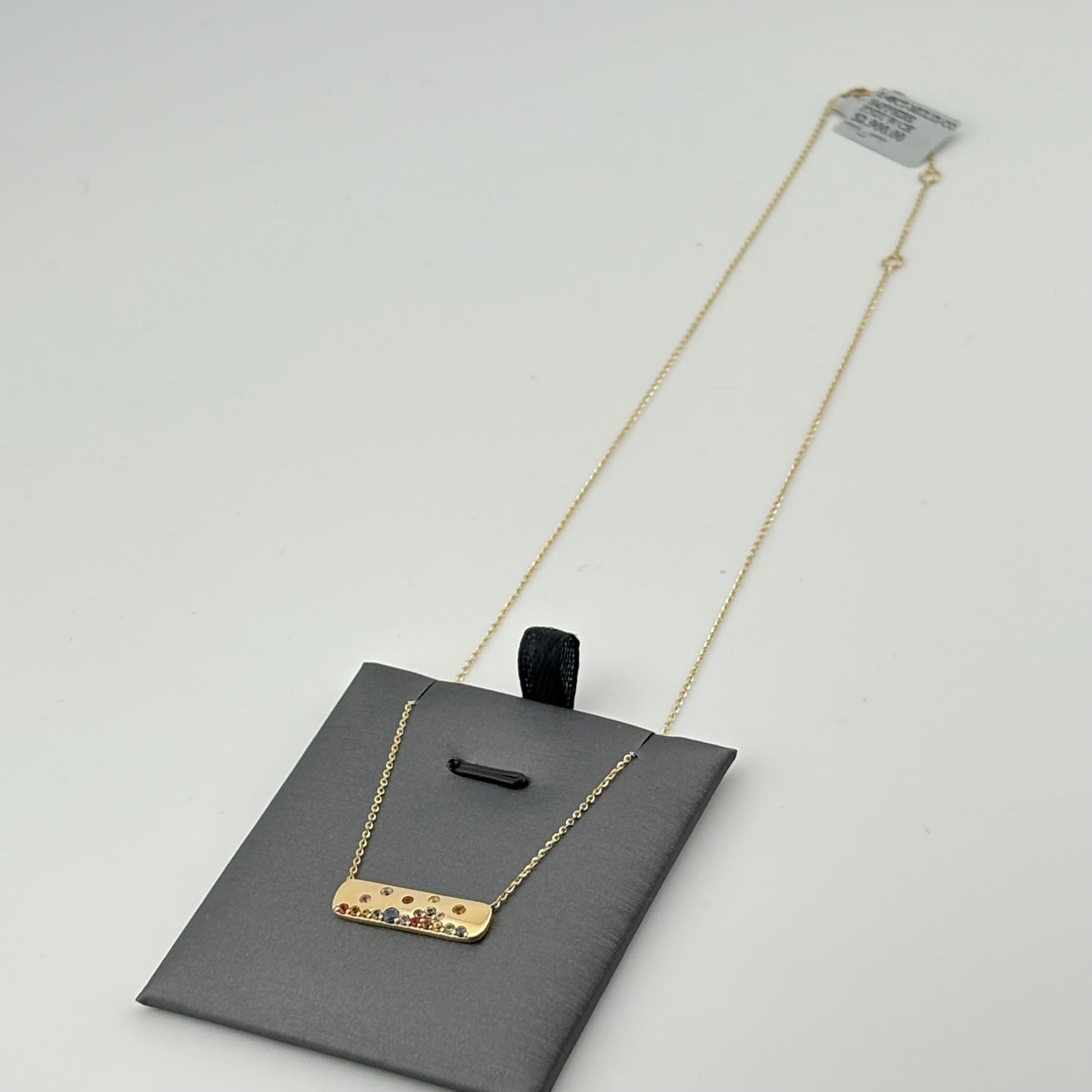 Multicolor Sapphire Bar Necklace, 14K Yellow Gold