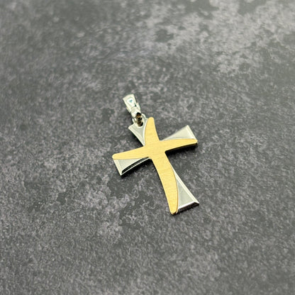 14k Gold Two-Tone Cross Pendant