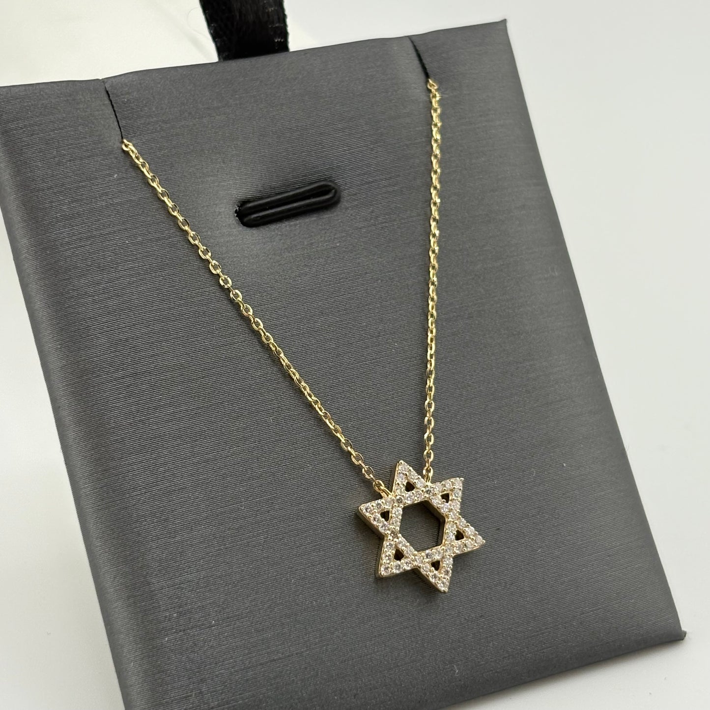 Diamond Star of David Necklace, 14k Gold