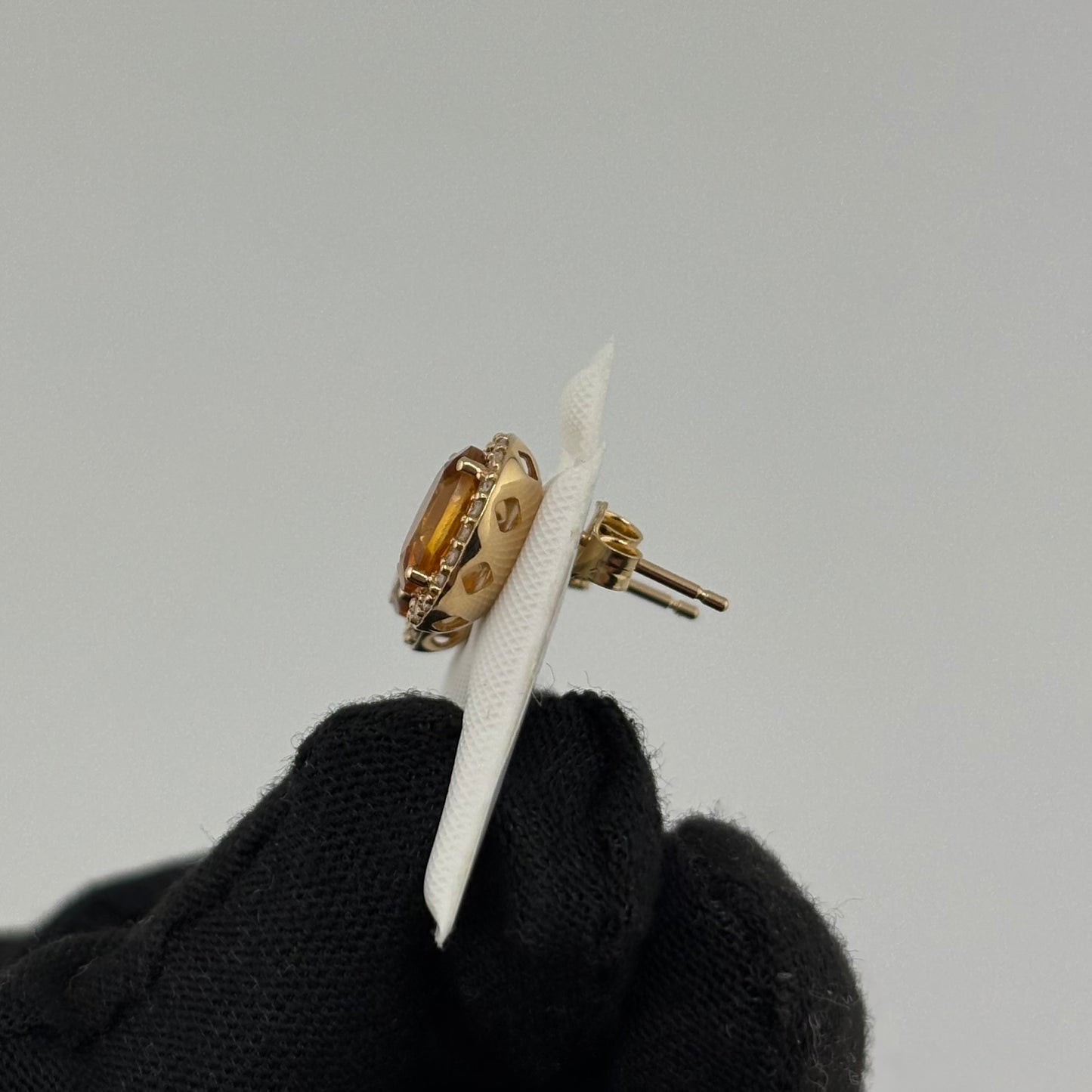 2.1CT Oval Citrine Studs with Diamonds