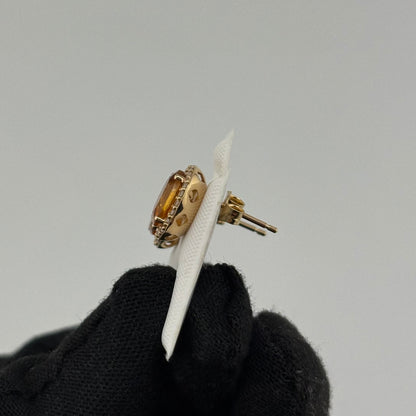 2.1CT Oval Citrine Studs with Diamonds