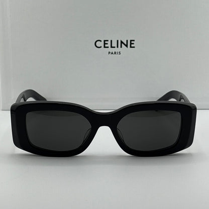 Celine Triomphe Rectangular Sunglasses, Black/Silver