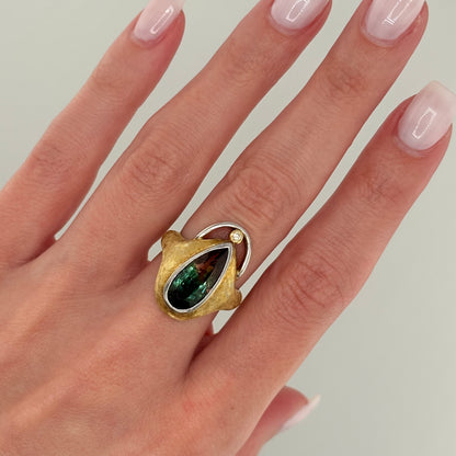 4CT Bi-color Tourmaline Ring, 18k