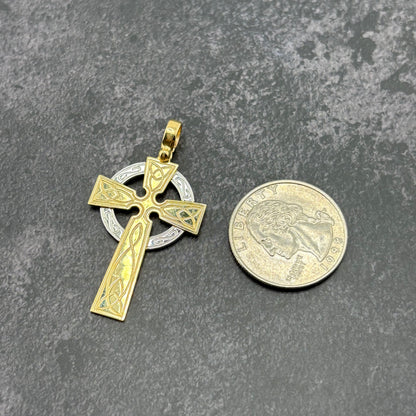 14k Gold Two-tone Cross Pendant