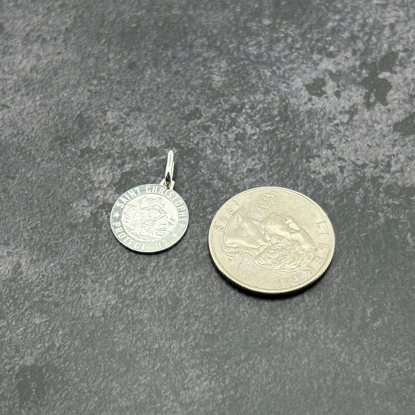 14k White Gold Saint Christopher Pendant