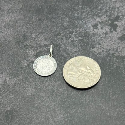 14k White Gold Saint Christopher Pendant