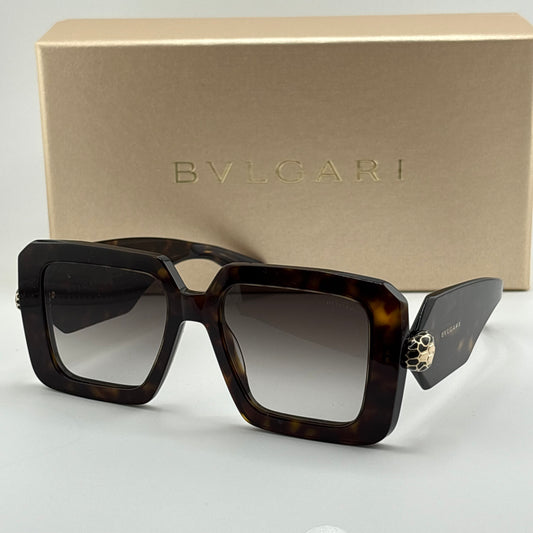 Bvlgari Serpenti Geometric Sunglasses, Dark Havana Tortoise