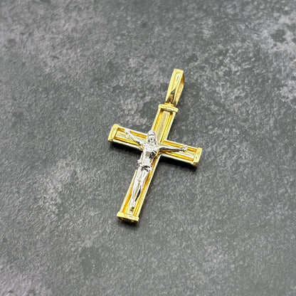 14k Gold Two-Tone Crucifix Pendant