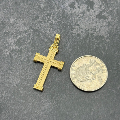14k Gold Solid Cross Pendant
