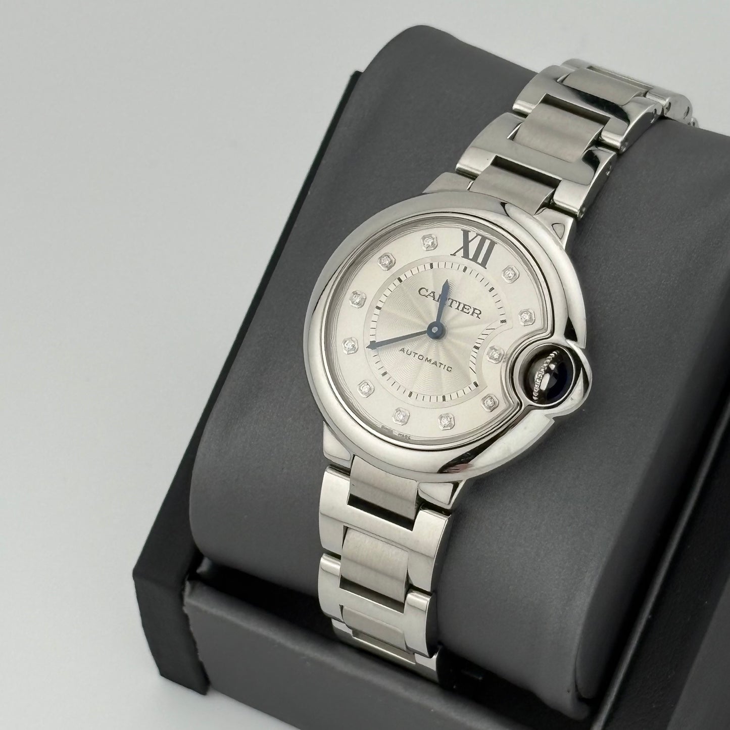 Cartier Ballon Bleu 33mm Automatic Factory Diamond Dial Steel Watch