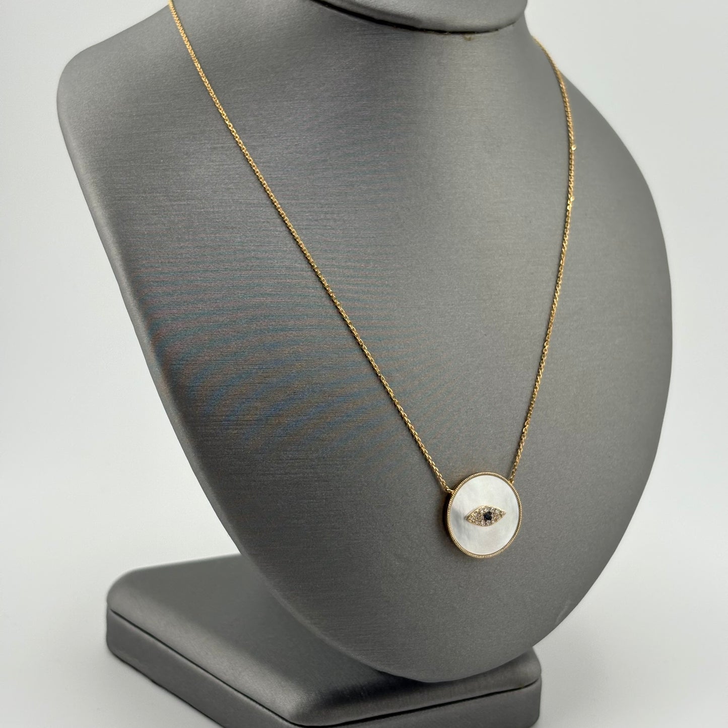 Effy 14K Yellow Gold Mother-of-Pearl & Diamond Evil Eye Necklace
