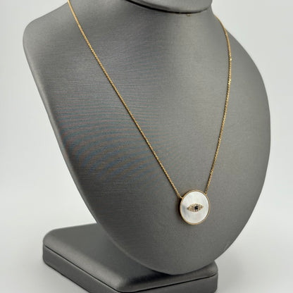 Effy 14K Yellow Gold Mother-of-Pearl & Diamond Evil Eye Necklace