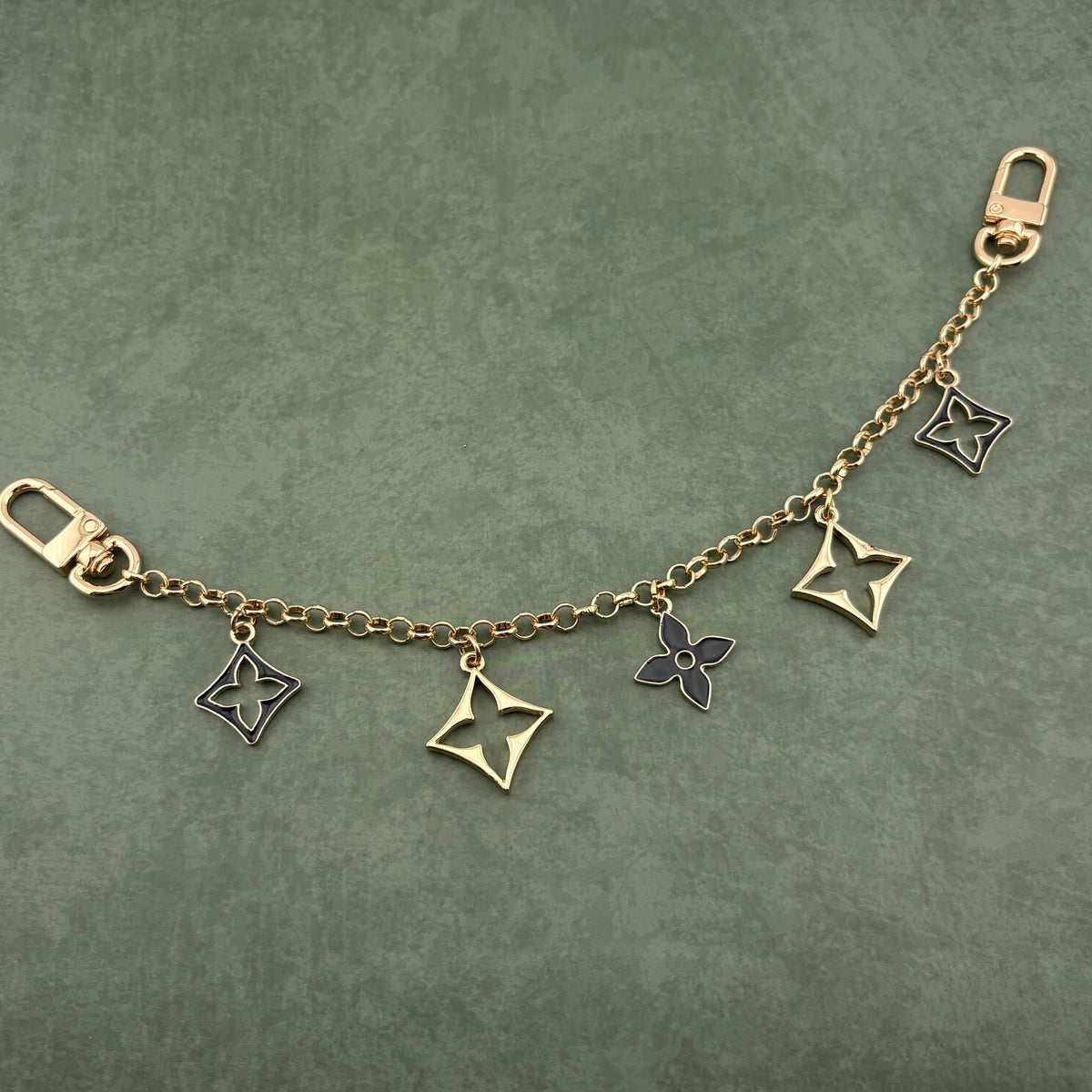 5 Mixed Motif Bag Charm Black/Gold