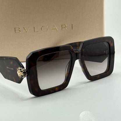 Bvlgari Serpenti Geometric Sunglasses, Dark Havana Tortoise