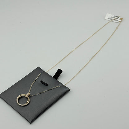 Diamond Circle Necklace, 14k Yellow Gold