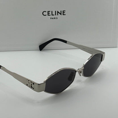 Celine Metal Triomphe Sunglasses, Silver Angular