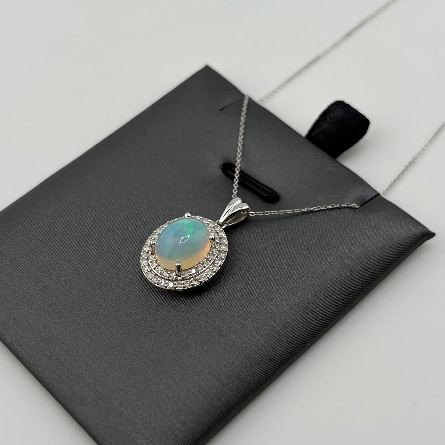 1.5CT Opal Necklace with Diamonds
