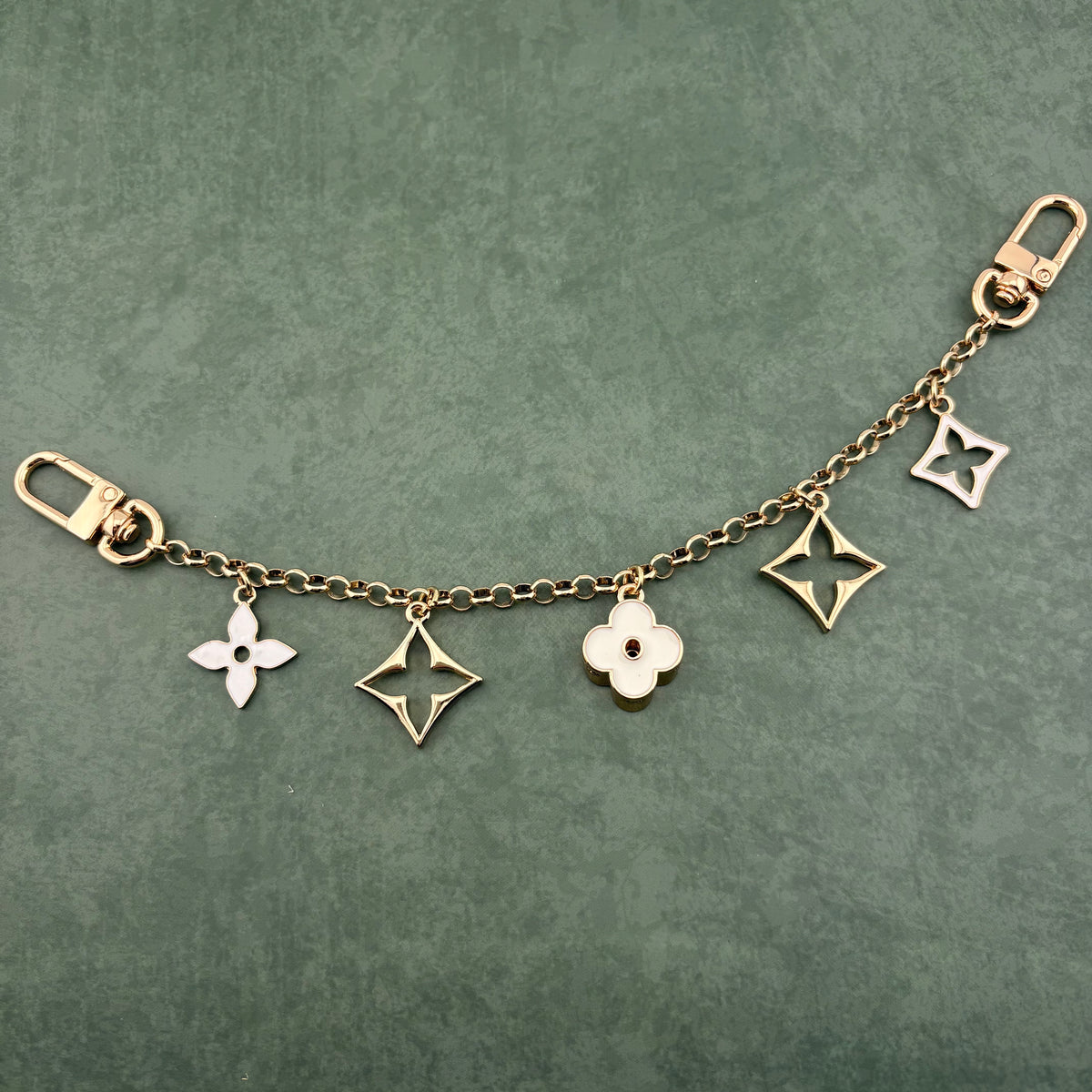 5 Mixed Motif Bag Charm White