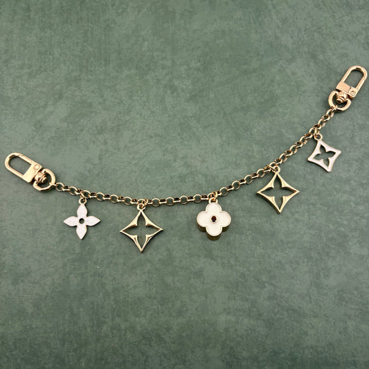 5 Mixed Motif Bag Charm White