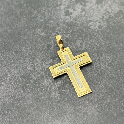 14k Gold Two-Tone Cross Pendant