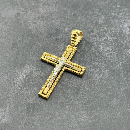 14k Gold Two-Tone Crucifix Pendant
