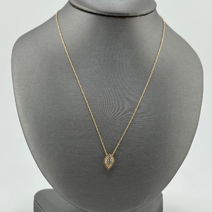 14K Yellow Gold Marquise Diamond Pendant Necklace