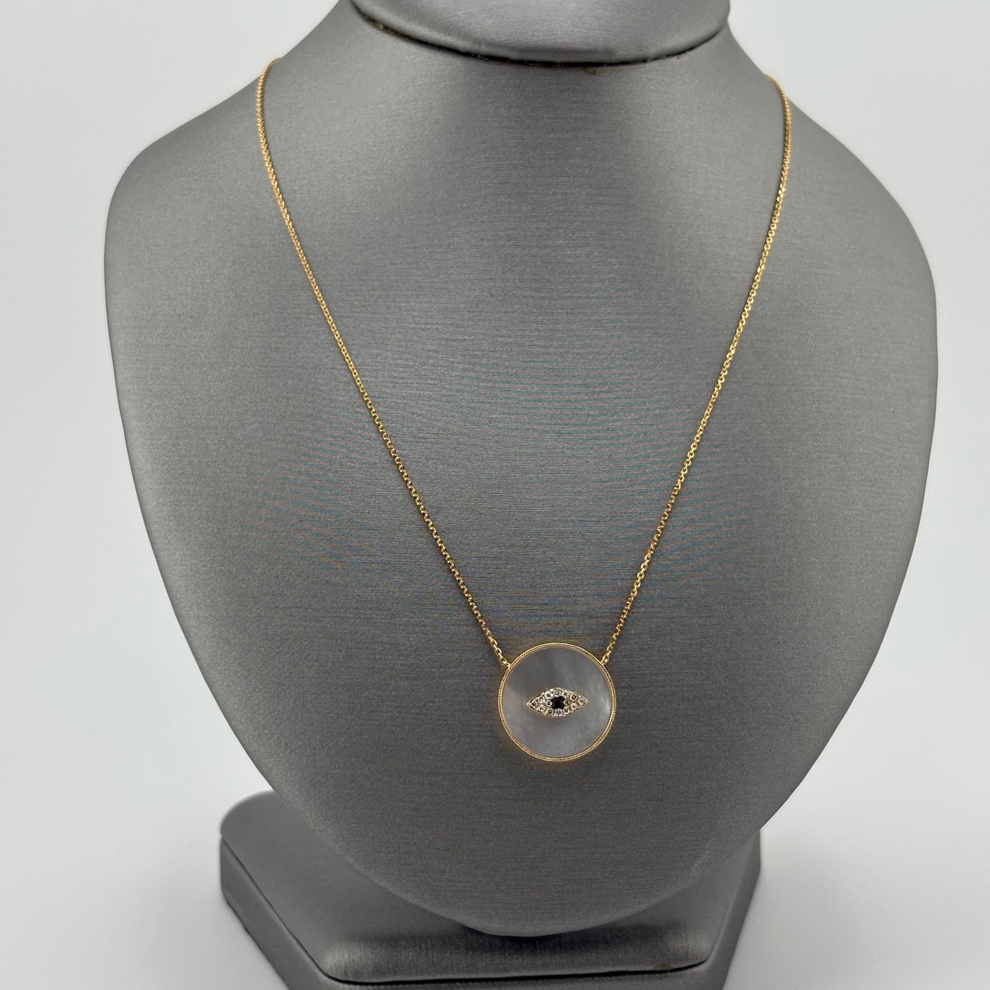 Effy 14K Yellow Gold Mother-of-Pearl & Diamond Evil Eye Necklace