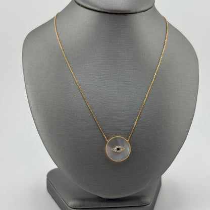 Effy 14K Yellow Gold Mother-of-Pearl & Diamond Evil Eye Necklace
