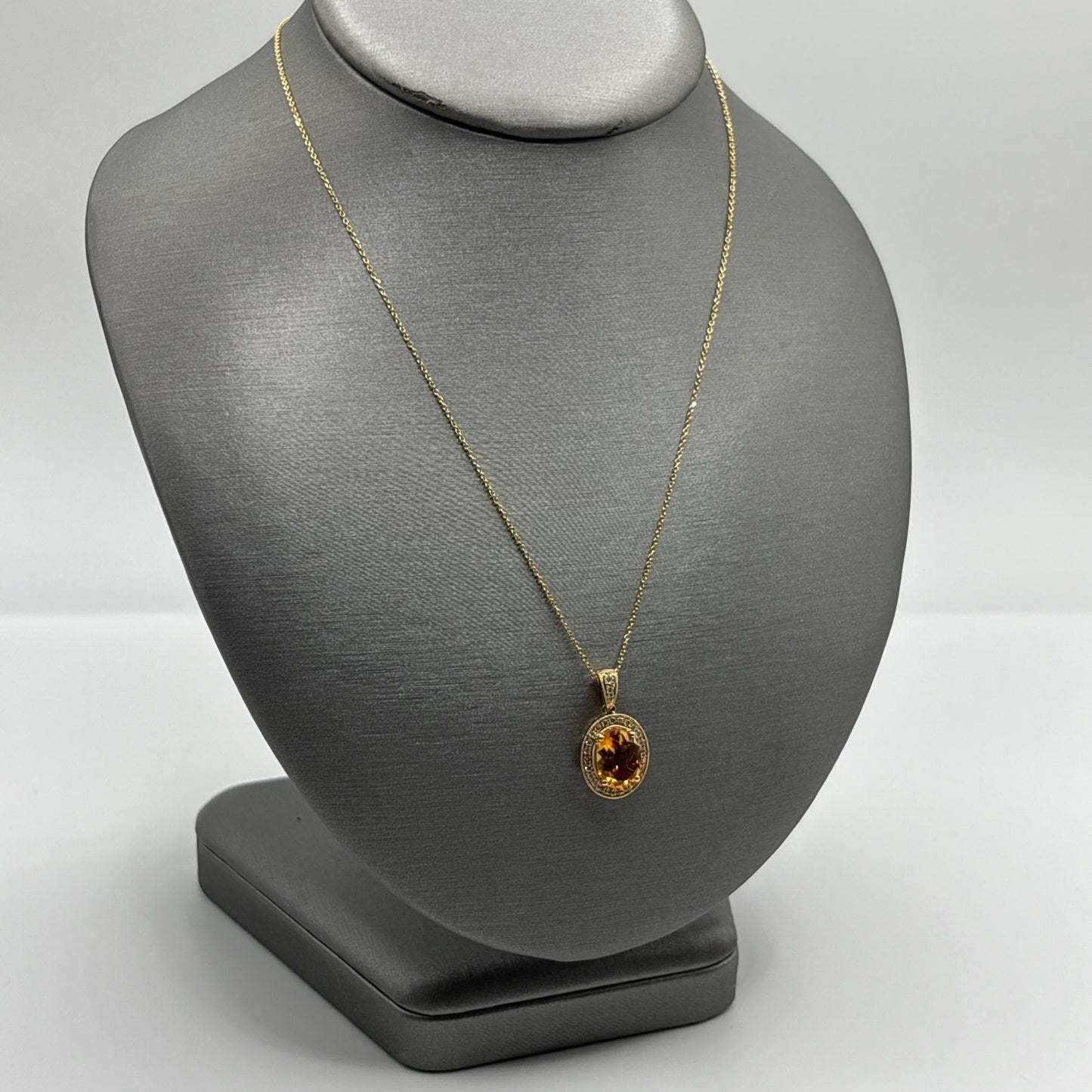 1.6CT Citrine Necklace with Diamonds
