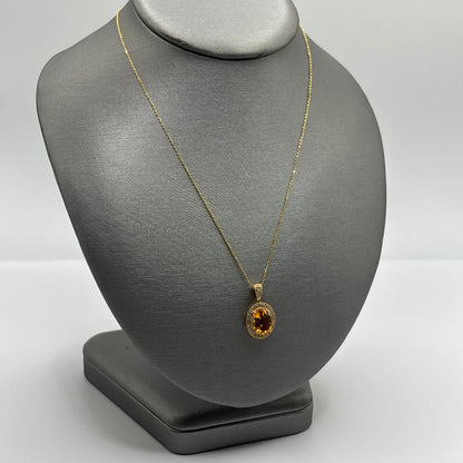 1.6CT Citrine Necklace with Diamonds
