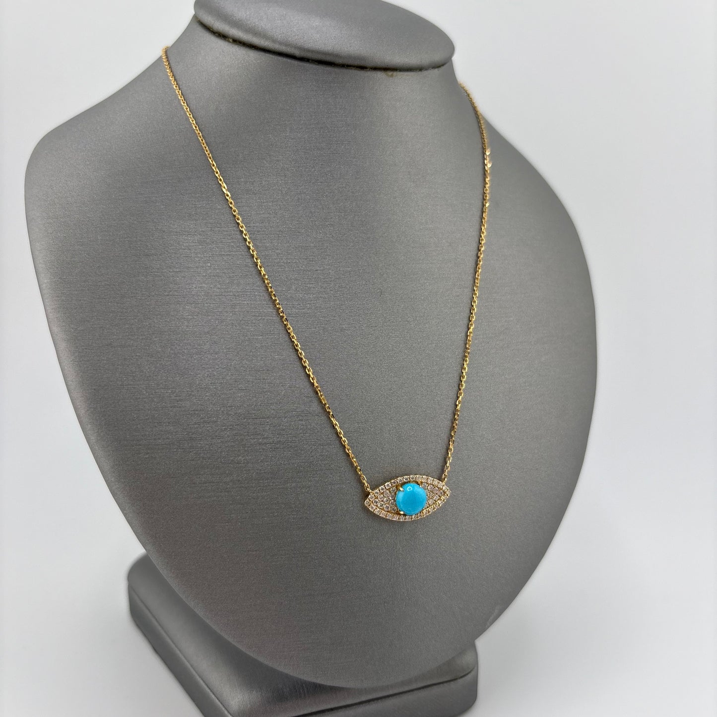 Effy 14K Yellow Gold Turquoise & Diamond Evil Eye Necklace