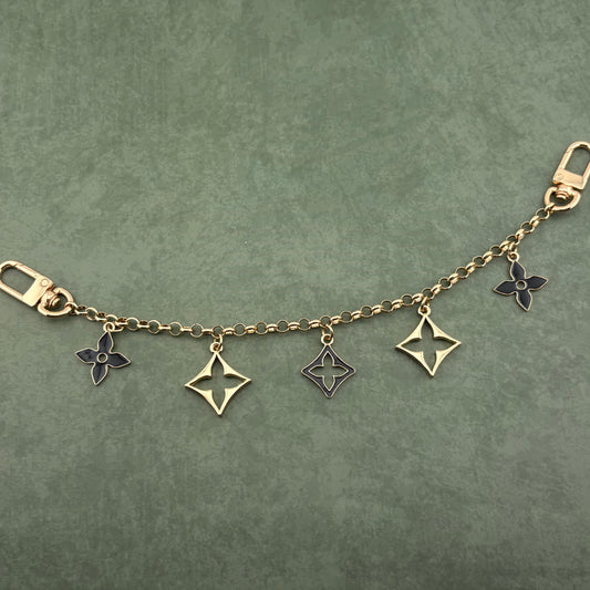 5 Mixed Open Motif Bag Charm Black/Gold