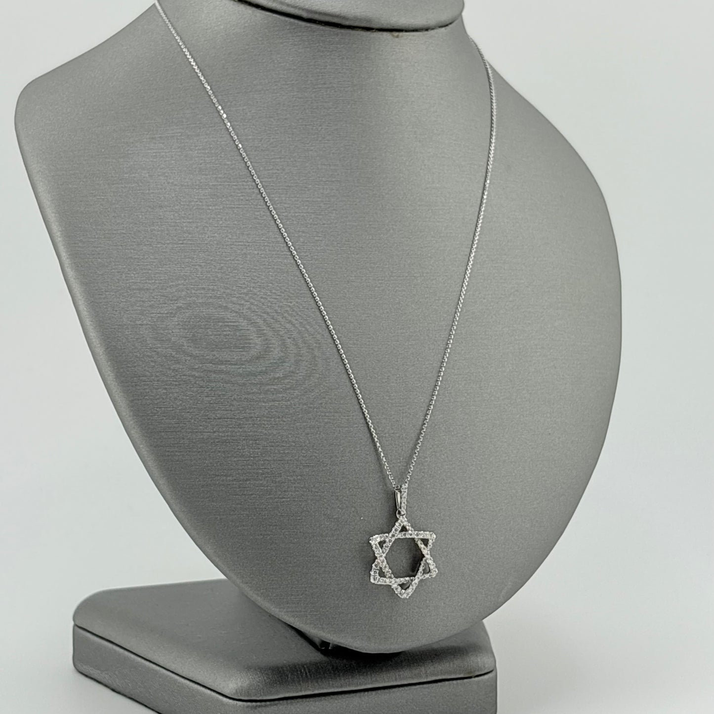 Diamond Star of David Necklace, 14k White Gold