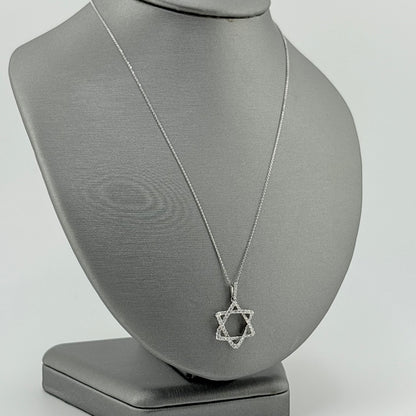 Diamond Star of David Necklace, 14k White Gold